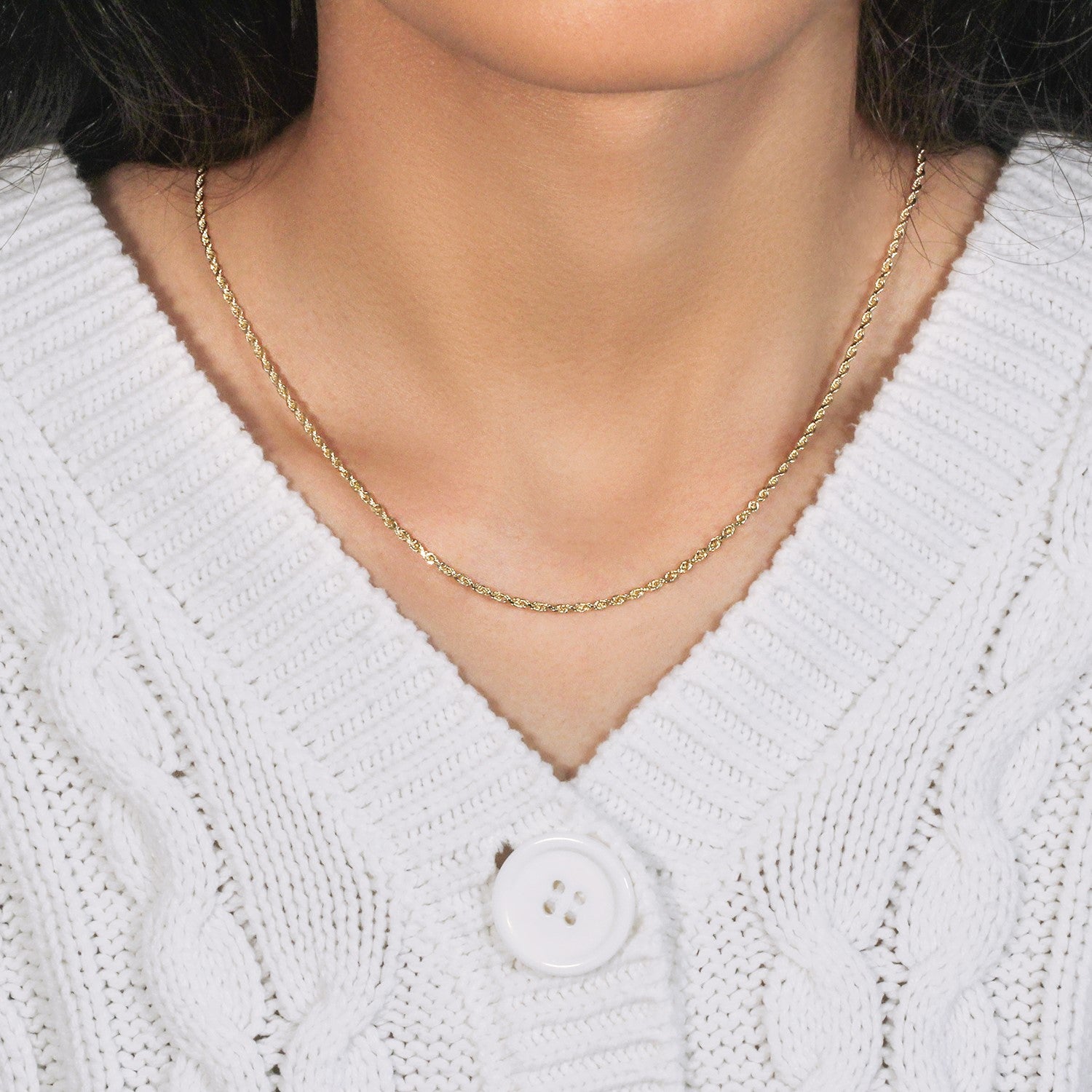 10k geelgouden ketting met massief diamantgeslepen ketting (2,00 mm)