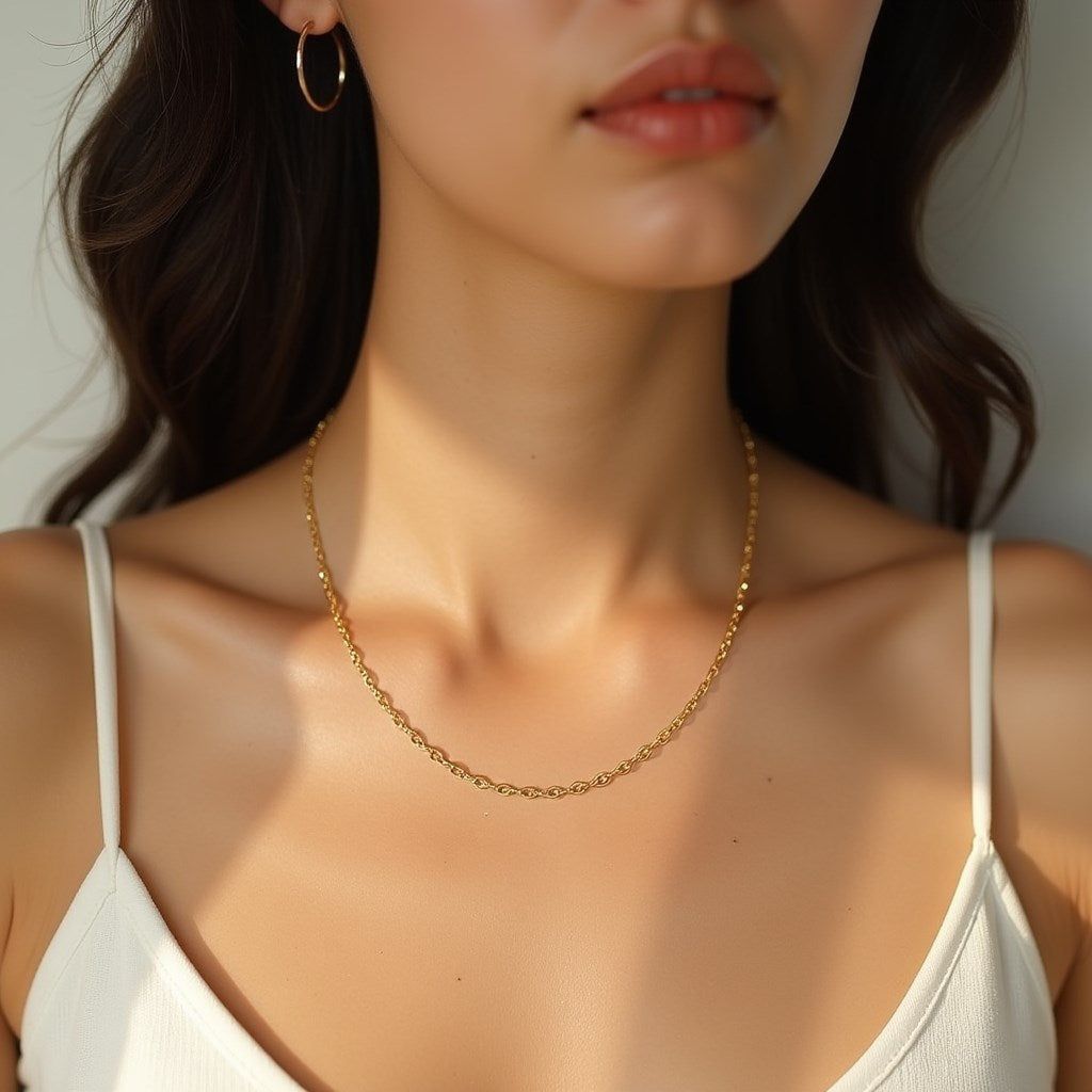 14k geelgouden kabelschakelketting met diamantslijpsel (1,30 mm)