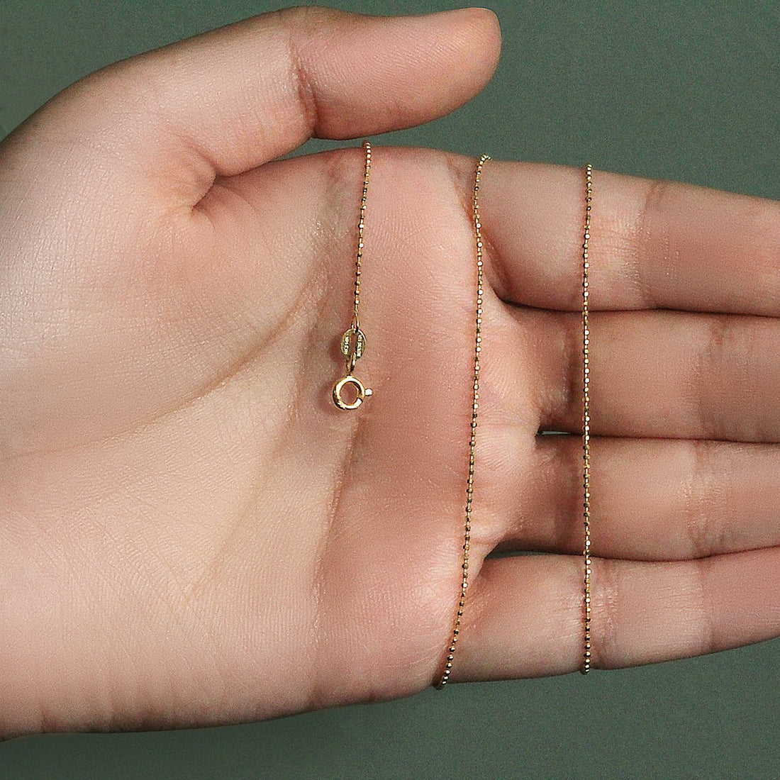 14k Yellow Gold Diamond-Cut Bead Chain (0.90 mm)