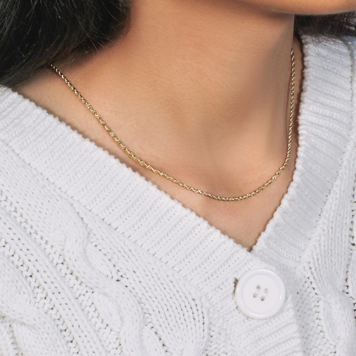 10k geelgouden ketting met massief diamantgeslepen ketting (1,80 mm)