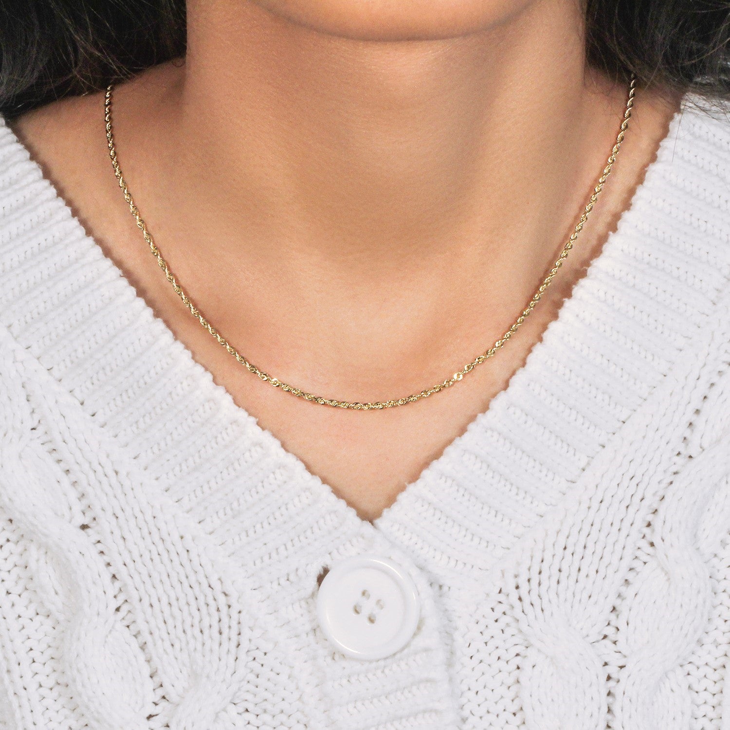 10k geelgouden ketting met massief diamantgeslepen ketting (1,80 mm)