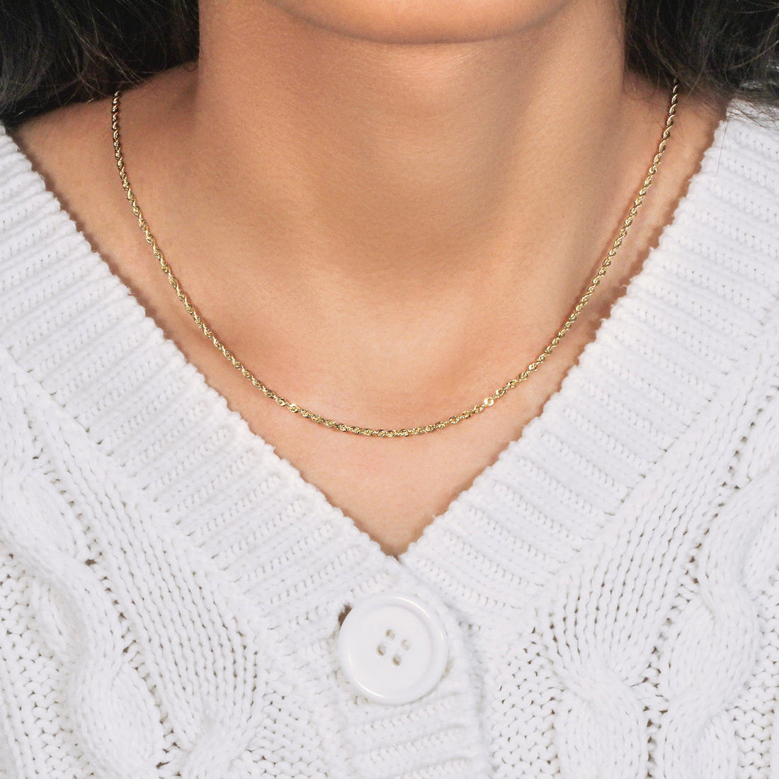 10k geelgouden ketting met massief diamantgeslepen ketting (1,80 mm)