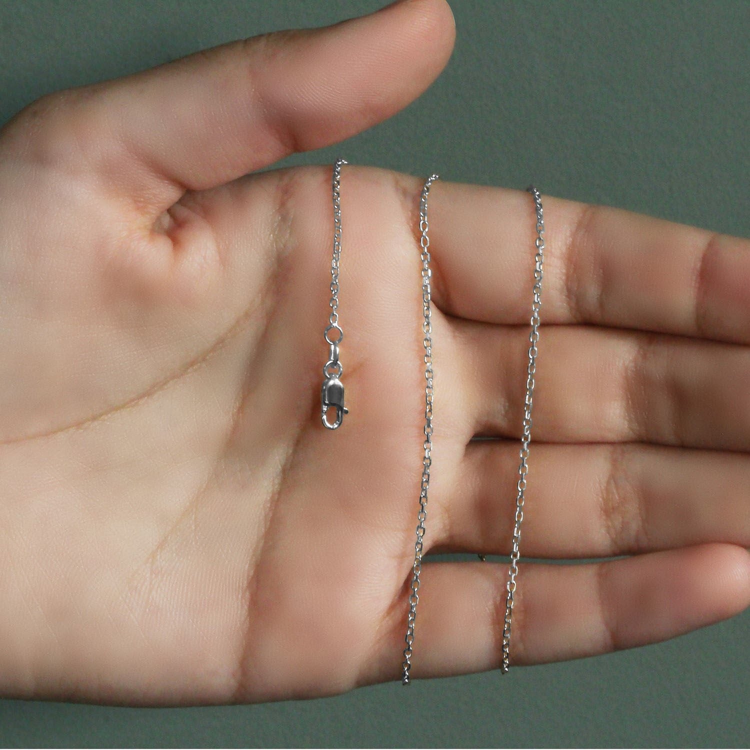 14k witgouden kabelschakelketting met diamantslijpsel (1,30 mm)