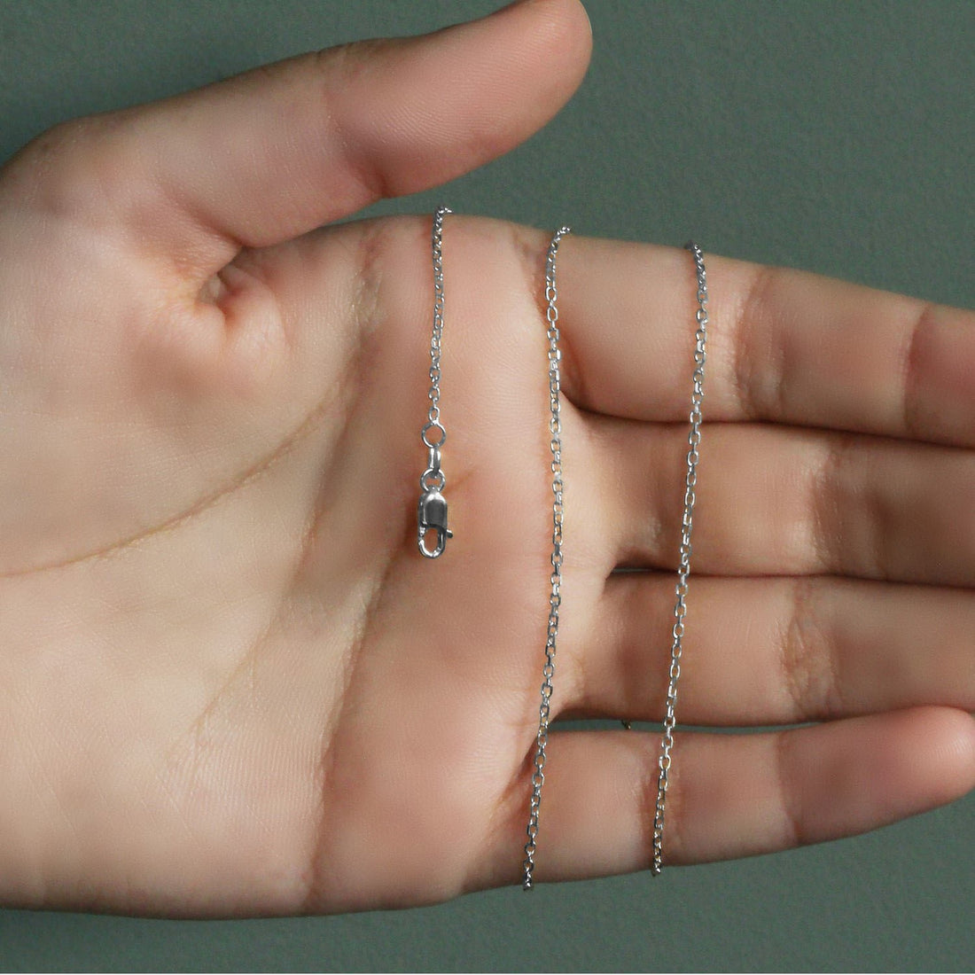 14k witgouden kabelschakelketting met diamantslijpsel (1,30 mm)