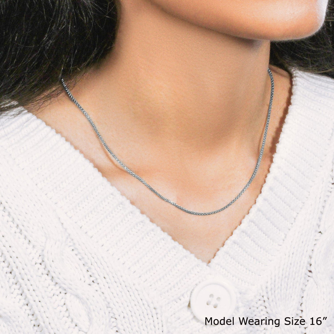 Chaîne à maillons ronds en or blanc 14 carats (1,3 mm)