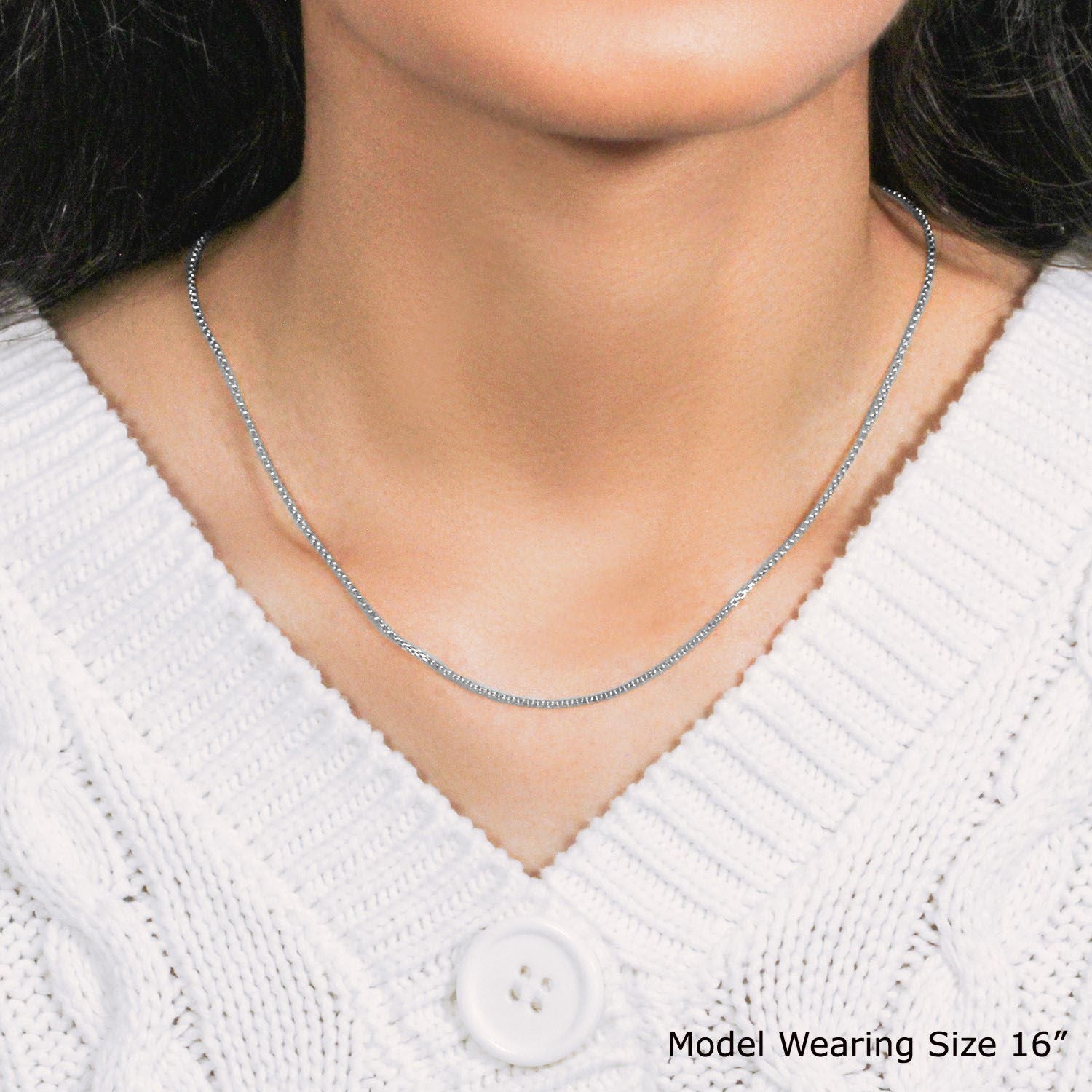 Chaîne à maillons ronds en or blanc 14 carats (1,3 mm)