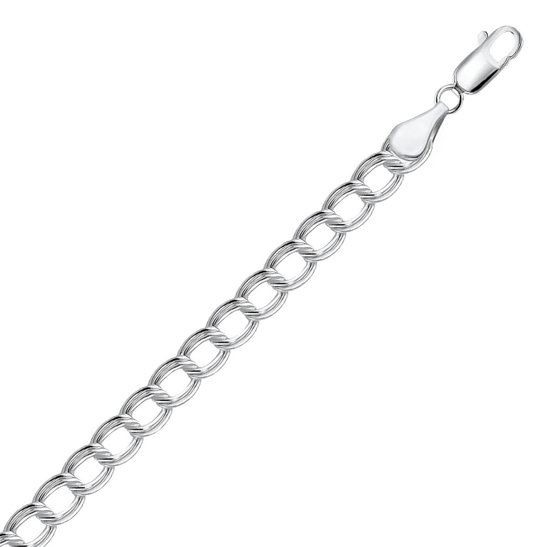 Bracelet en argent sterling à mailles striées et plaqué rhodium (6,00 mm)
