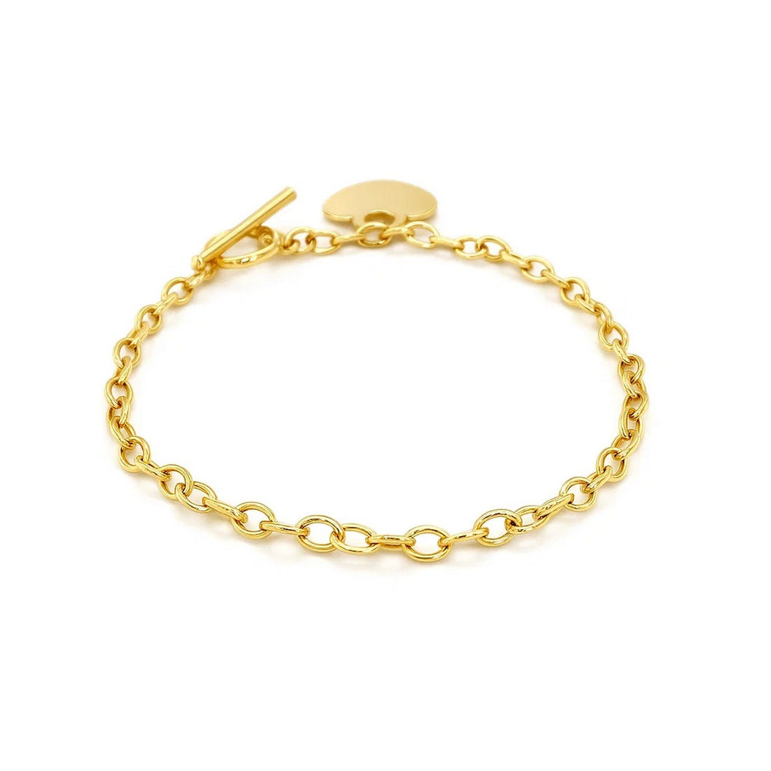Toggle Bracelet with Heart Charm in 14k Yellow Gold (4.80 mm)