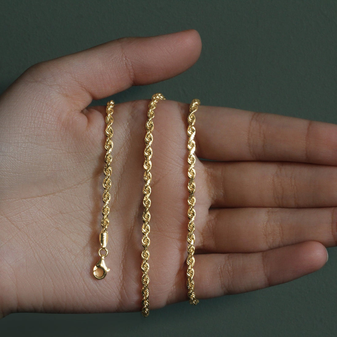 10k geelgouden ketting met massief diamantgeslepen ketting (3,00 mm)