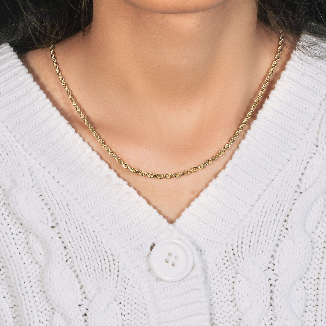 10k geelgouden ketting met massief diamantgeslepen ketting (3,00 mm)