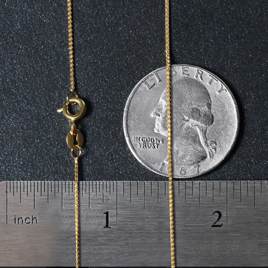 14k Yellow Gold Diamond Cut Round Wheat Chain (0.60 mm)