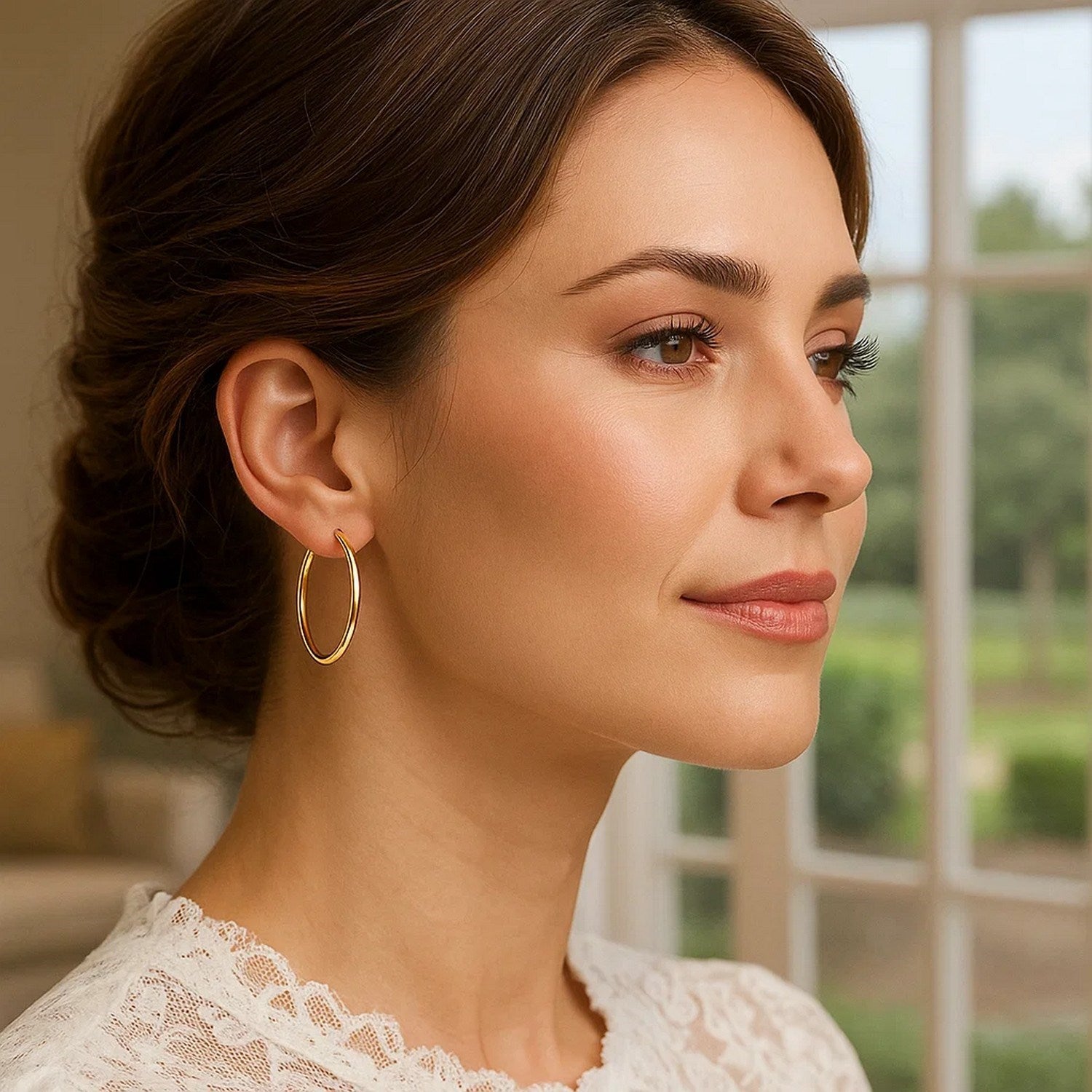 Boucles d'oreilles créoles polies en or jaune 14 carats (1,5 x 25 mm)