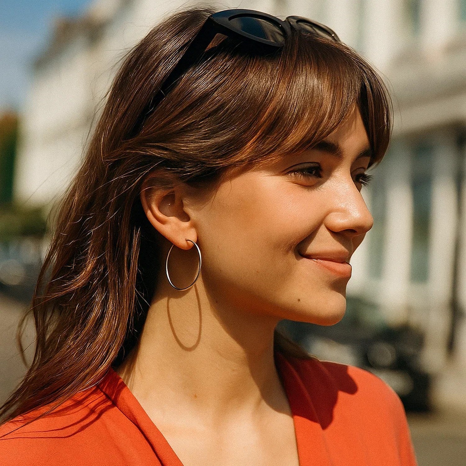 14k White Gold Polished Hoop Earrings (1.5x30mm)