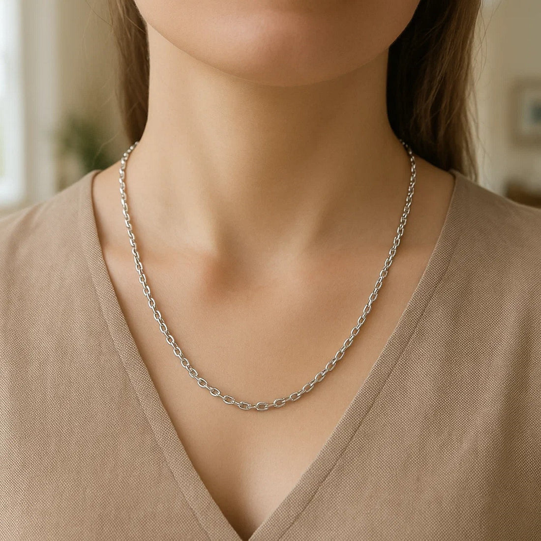 14k witgouden kabelschakelketting met diamantslijpsel (2,90 mm)