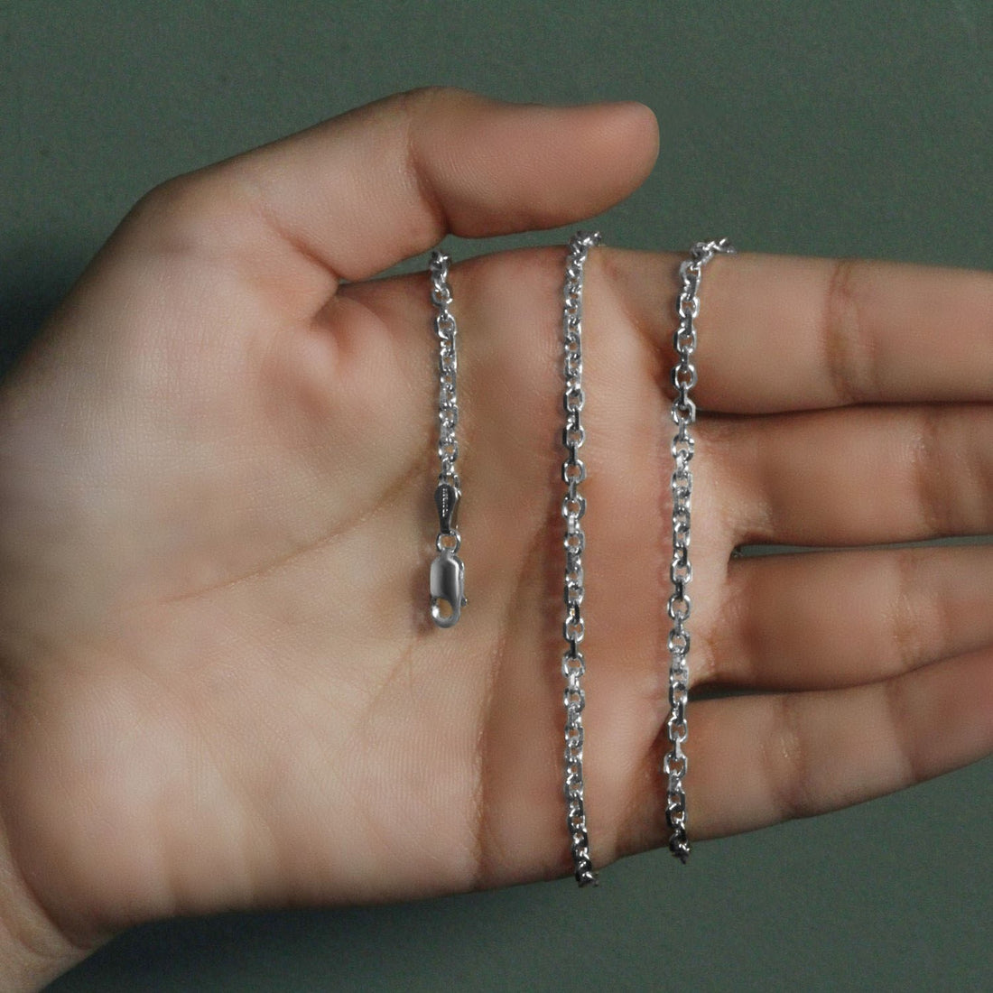 14k witgouden kabelschakelketting met diamantslijpsel (2,90 mm)