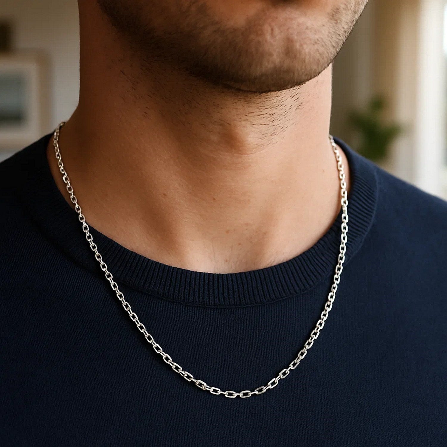 14k witgouden kabelschakelketting met diamantslijpsel (2,90 mm)