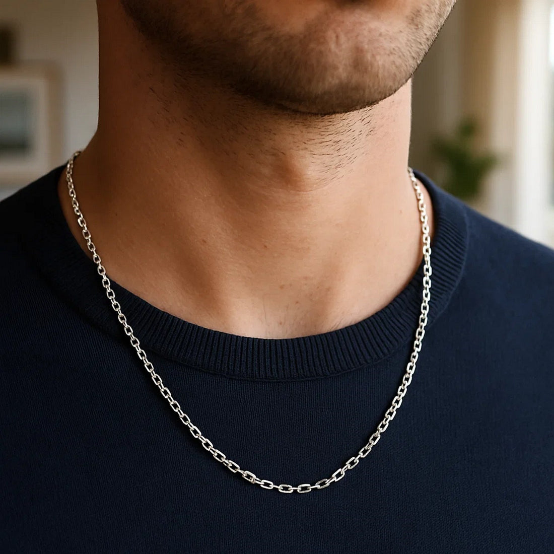 14k witgouden kabelschakelketting met diamantslijpsel (2,90 mm)