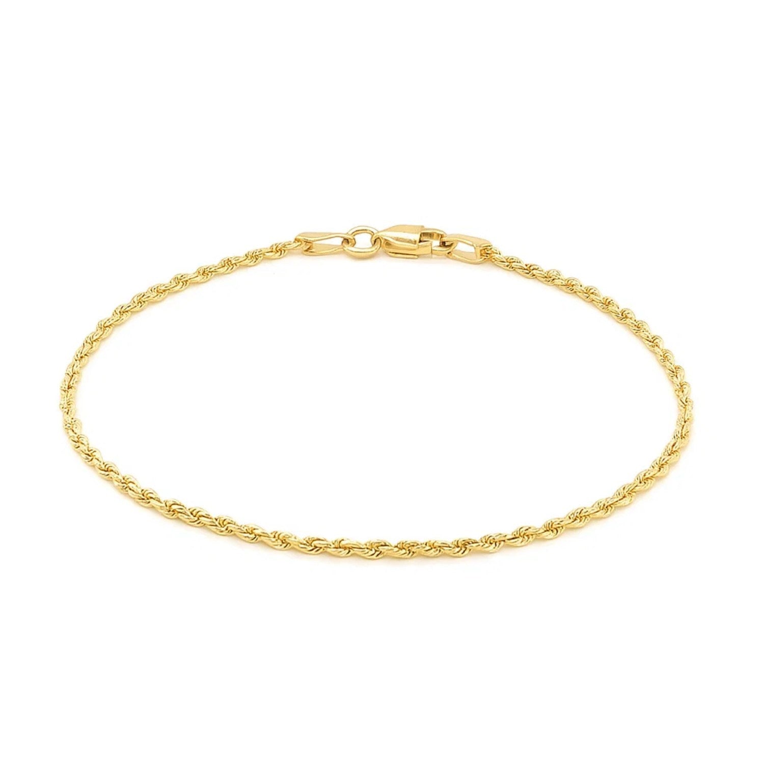 14k Yellow Gold Solid Diamond Cut Rope Bracelet (1.60 mm)