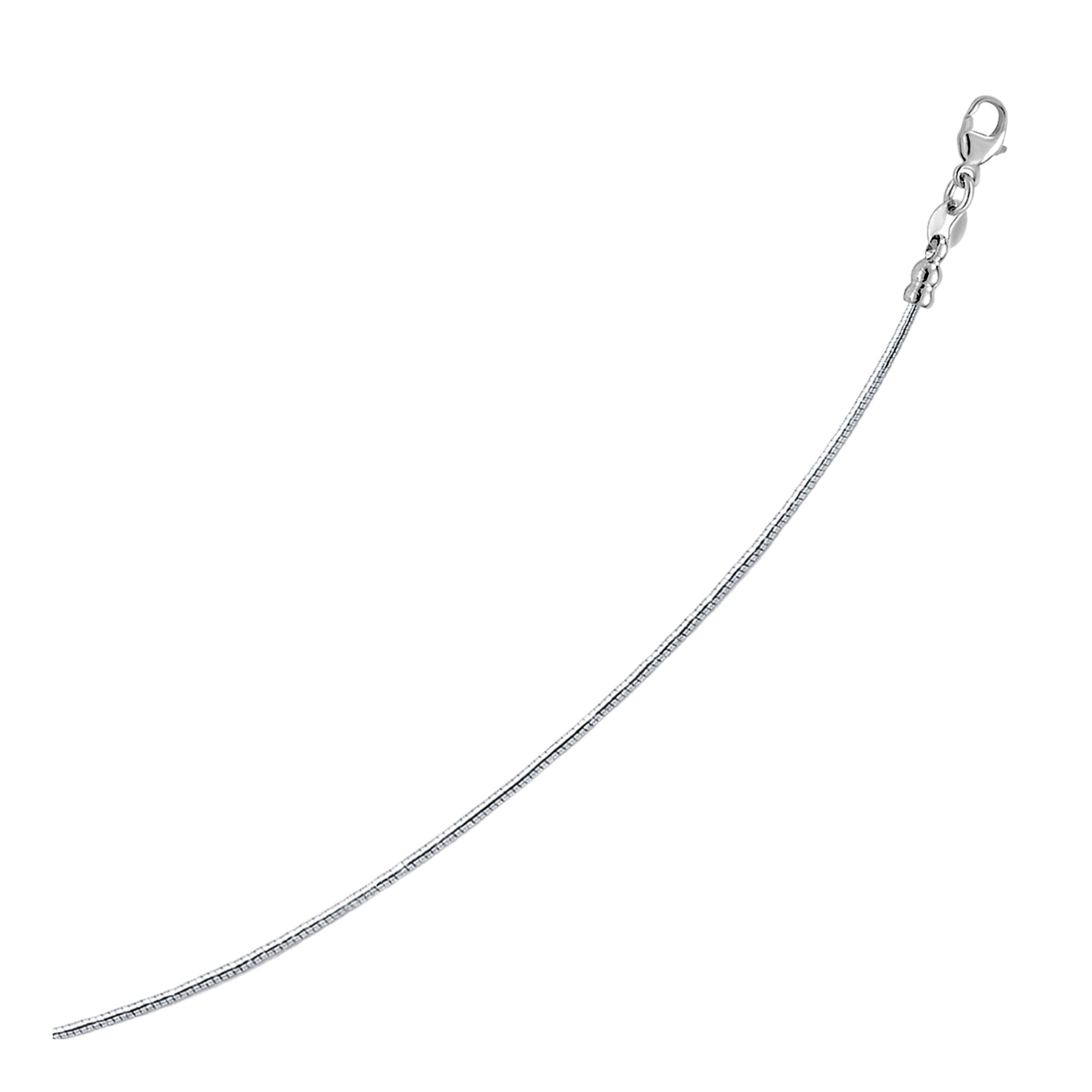 Collier en or blanc 14 carats, style chaîne Omega ronde