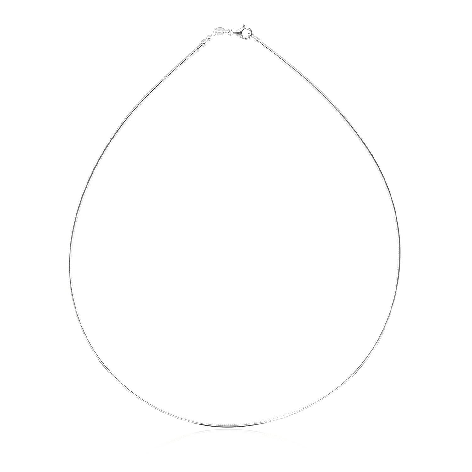 Collier en or blanc 14 carats, style chaîne Omega ronde