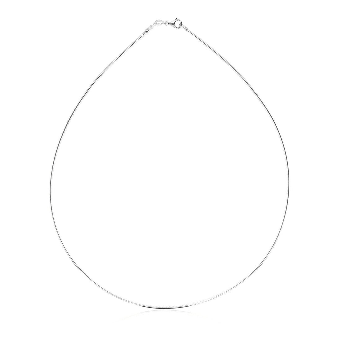 Collier en or blanc 14 carats, style chaîne Omega ronde
