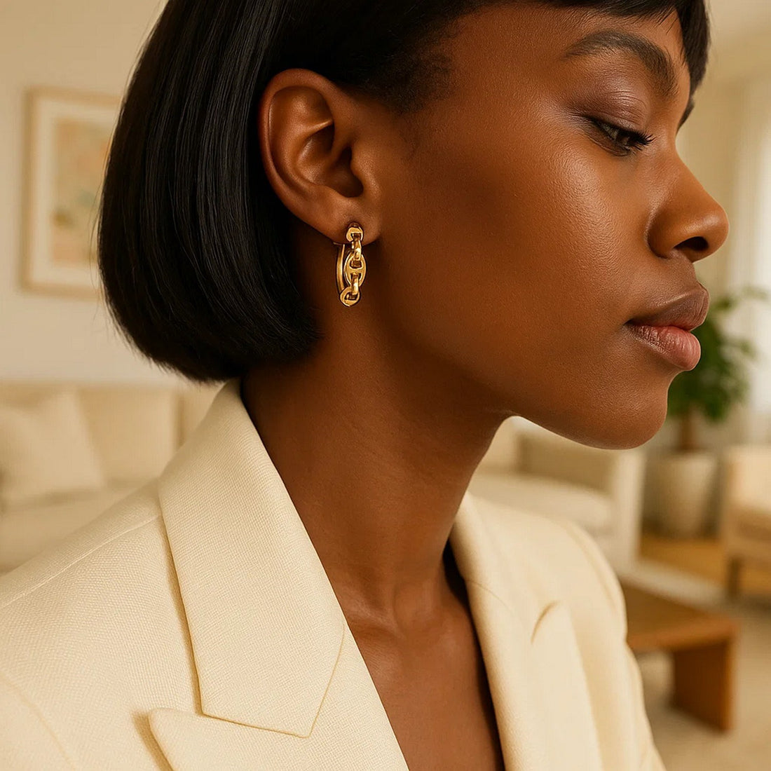 14k geelgouden ovale Mariner Huggies