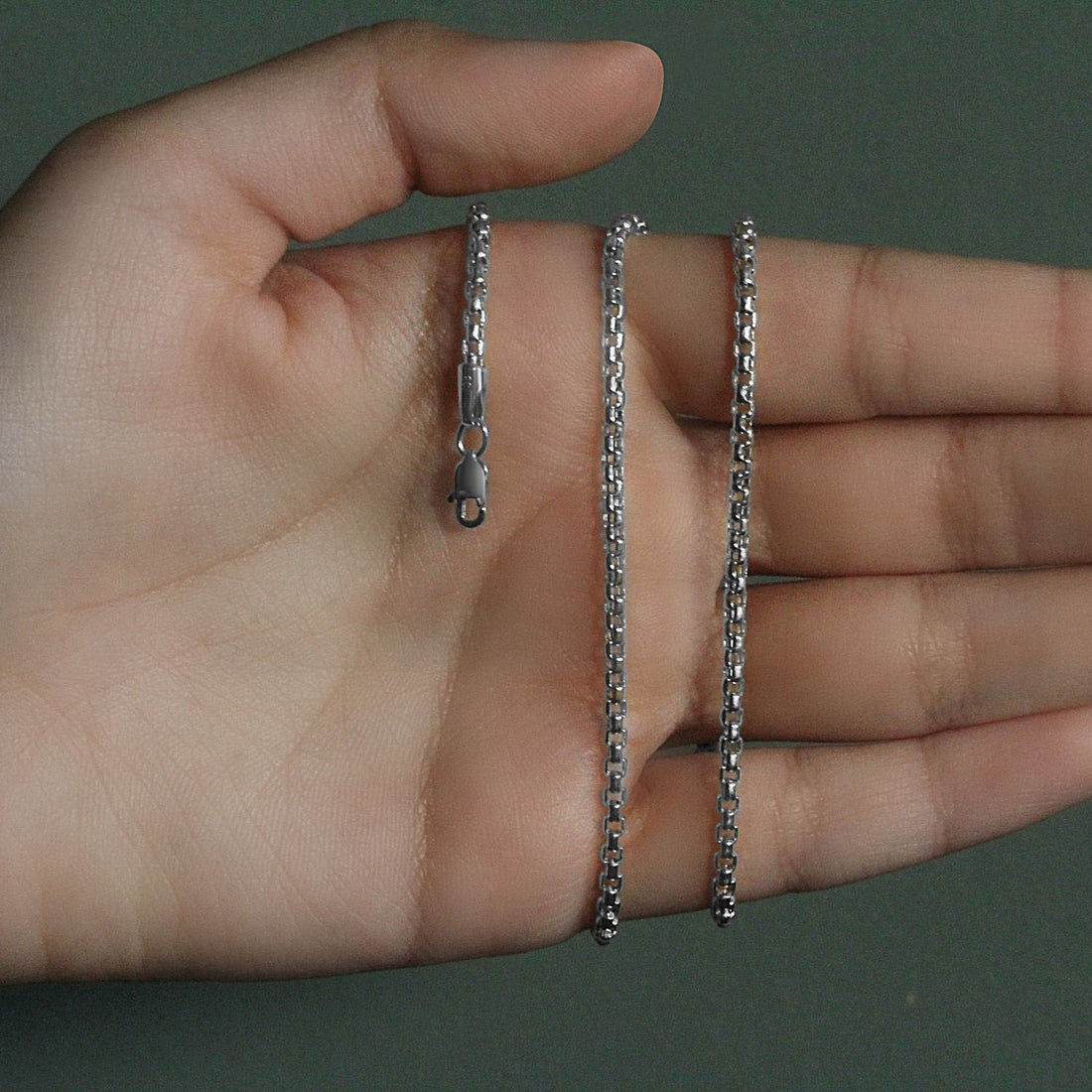 Chaîne à maillons ronds en or blanc 14 carats (2,5 mm)