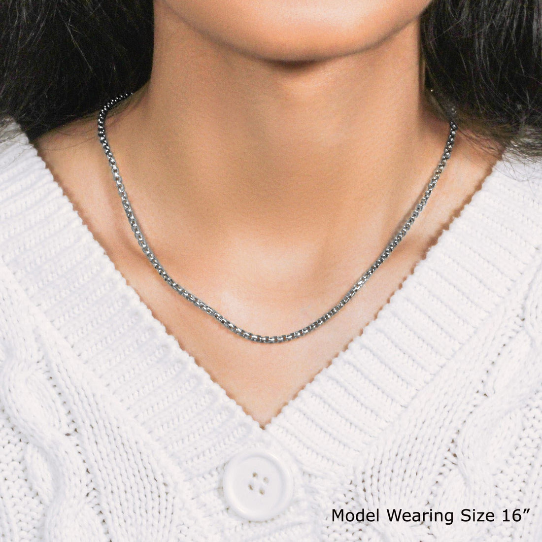 Chaîne à maillons ronds en or blanc 14 carats (2,5 mm)