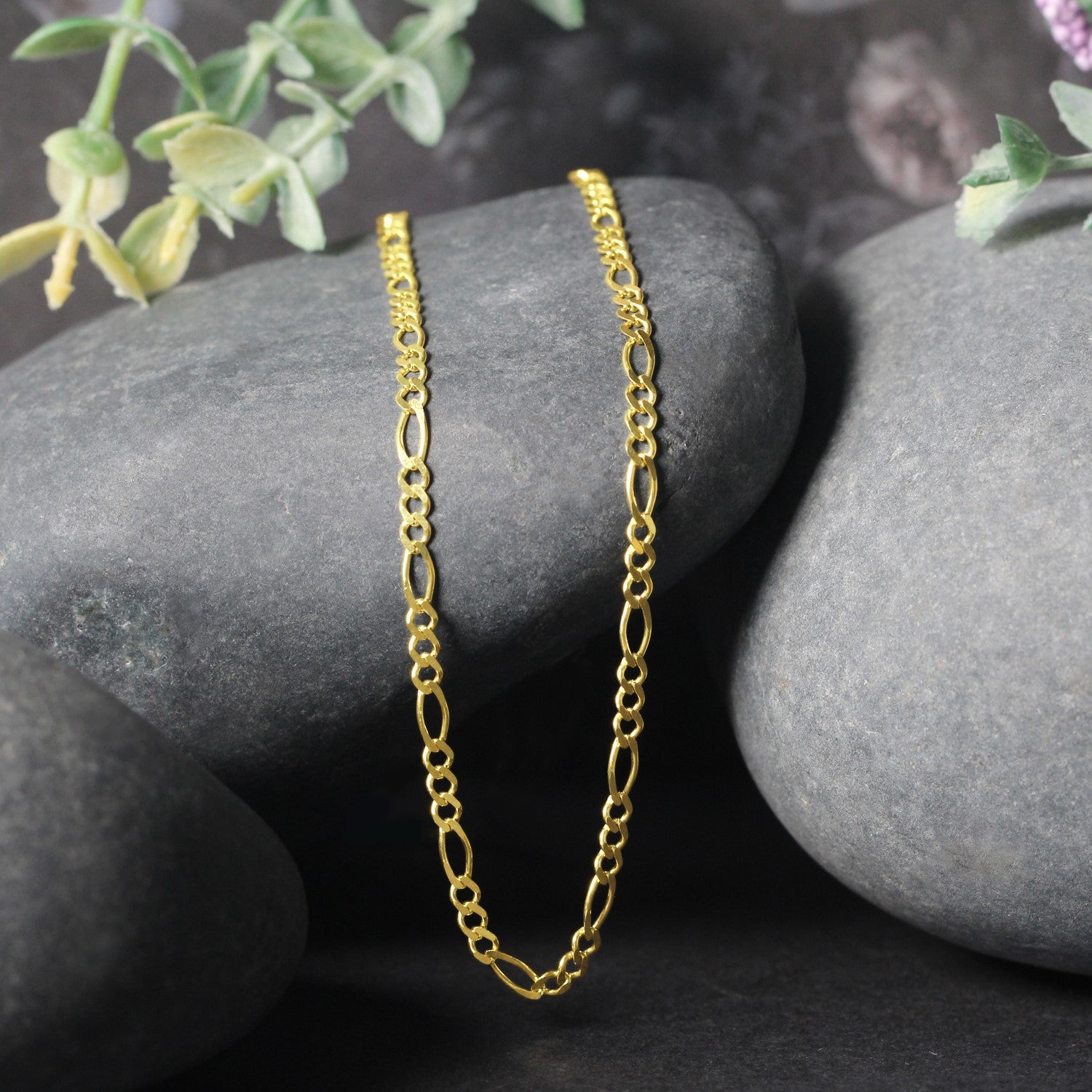 14k Yellow Gold Solid Figaro Chain (2.80 mm)