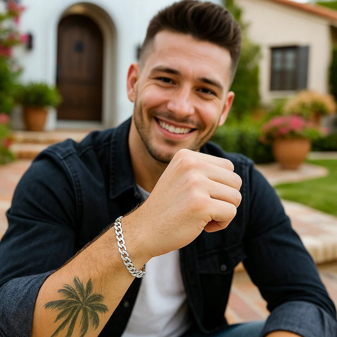 14k White Gold Solid Curb Bracelet (5.70 mm)