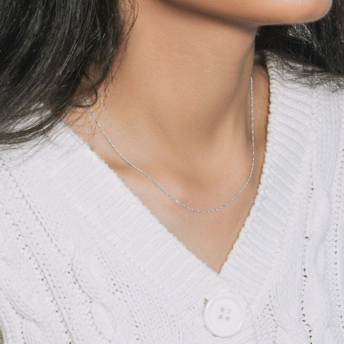 Chaîne Singapour en or blanc 14 carats 0,8 mm (0,81 mm)