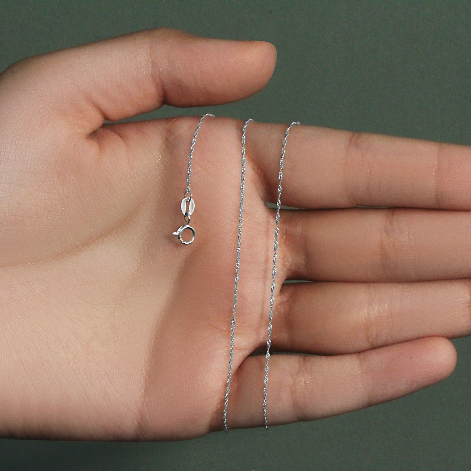 Chaîne Singapour en or blanc 14 carats 0,8 mm (0,81 mm)