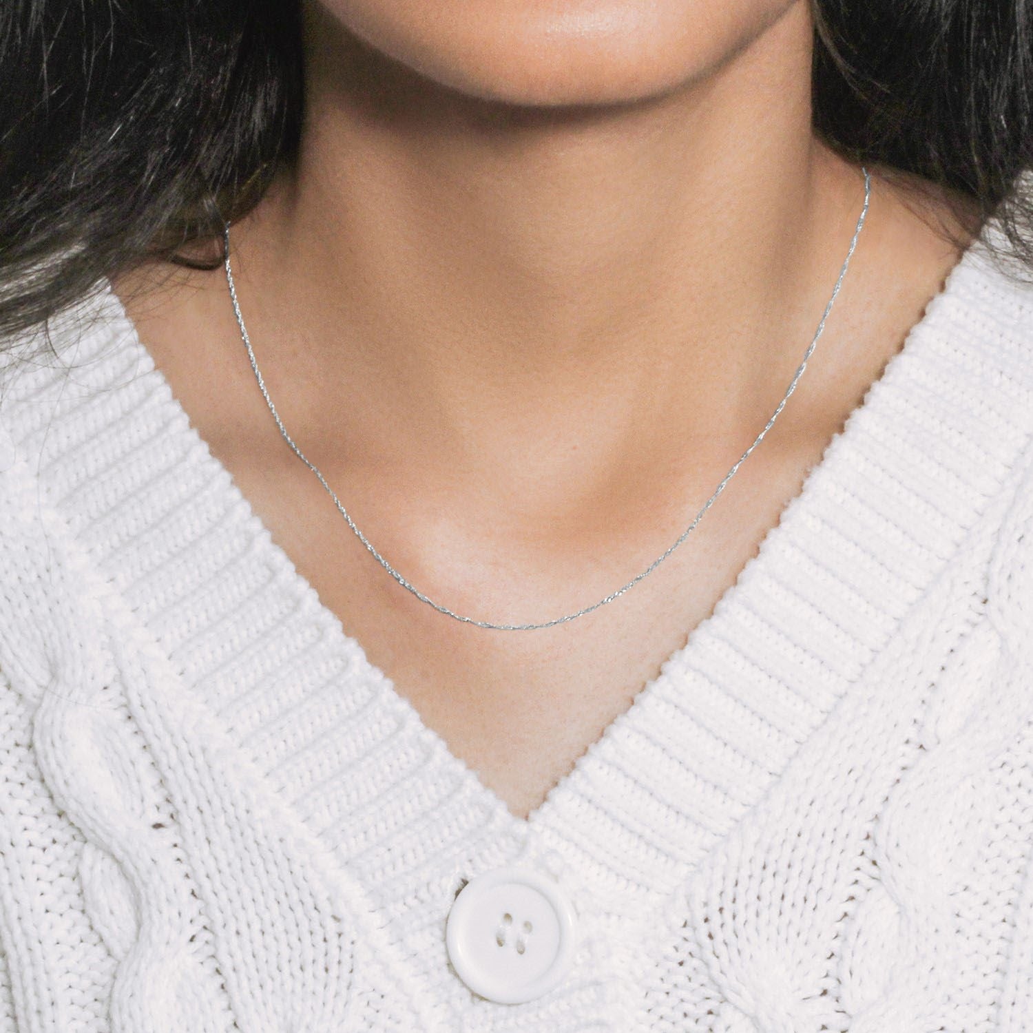 Chaîne Singapour en or blanc 14 carats 0,8 mm (0,81 mm)