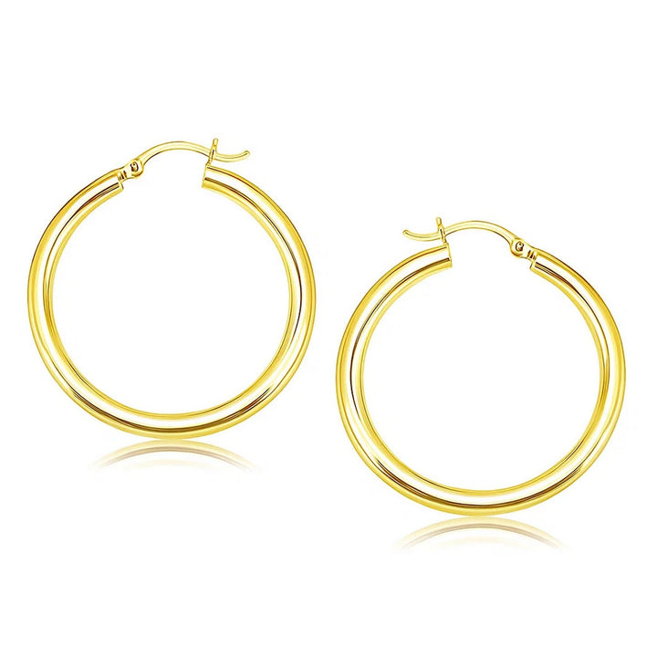 14k Yellow Gold Polished Hoop Earrings (4x40mm)