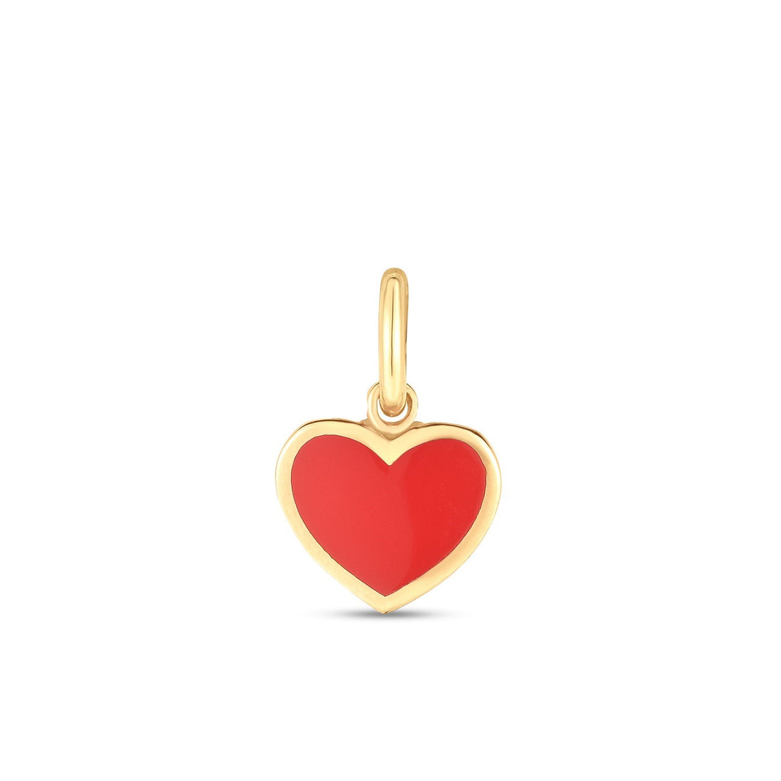 Breloque mini cœur en or jaune 14 carats et émail rouge