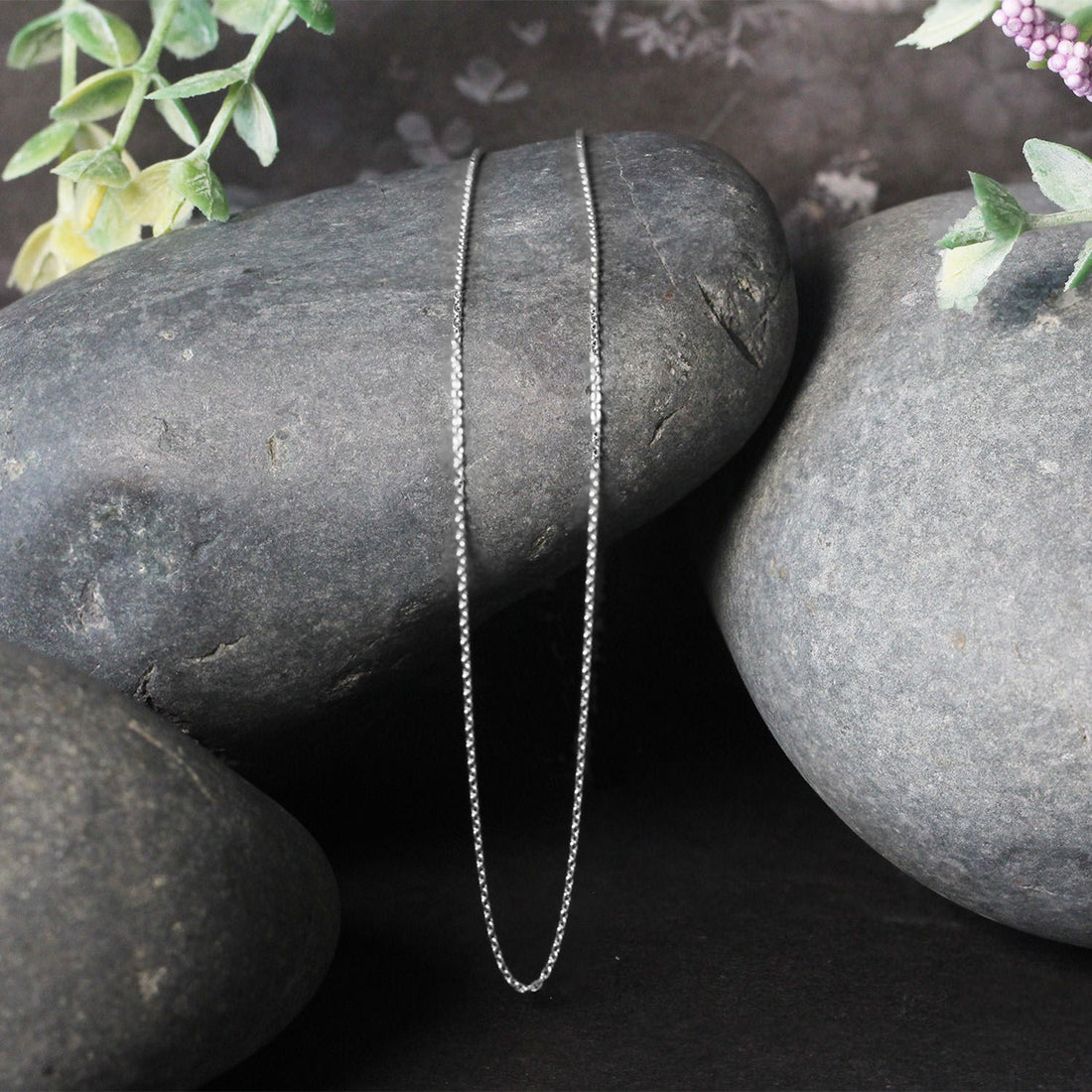 14k witgouden ovale kabelschakelketting (0,97 mm)