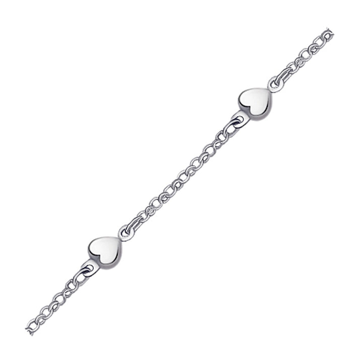 Bracelet de cheville en or blanc 14 carats avec motif de cœur bombé