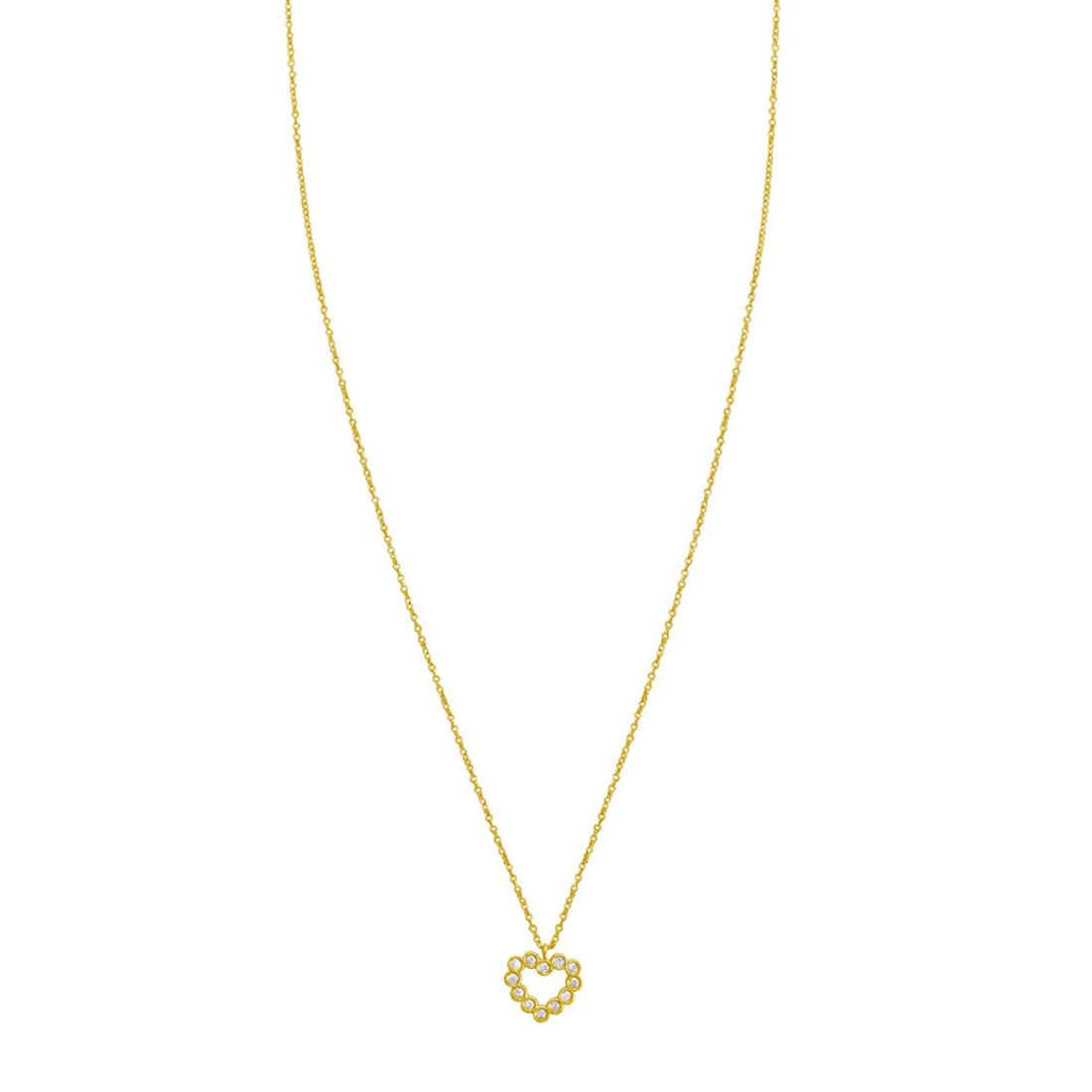 14K Yellow Gold Petite Diamond Heart Necklace