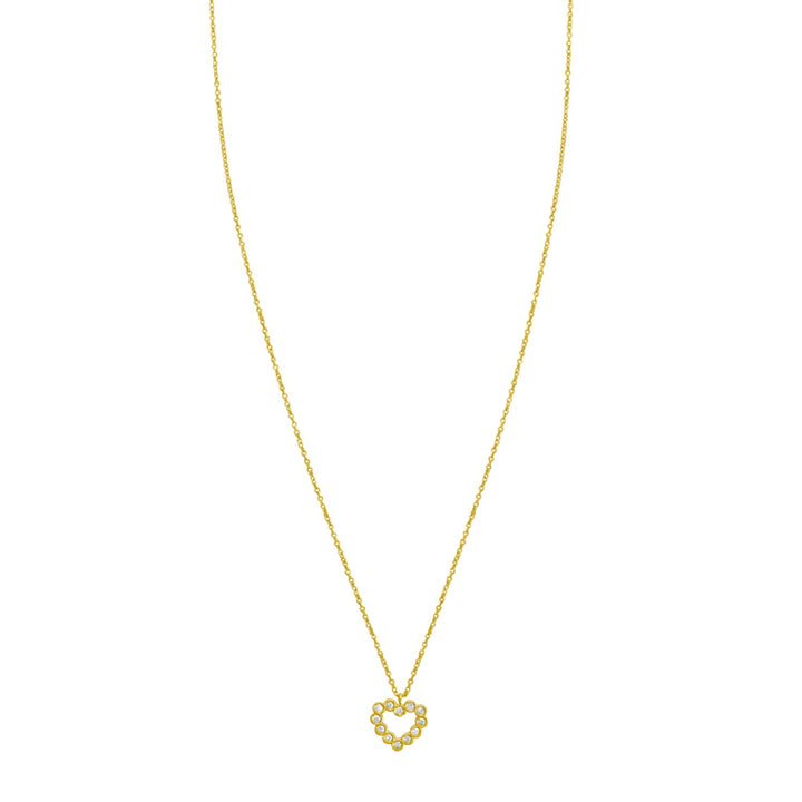 14K geelgouden kleine diamanten hartketting