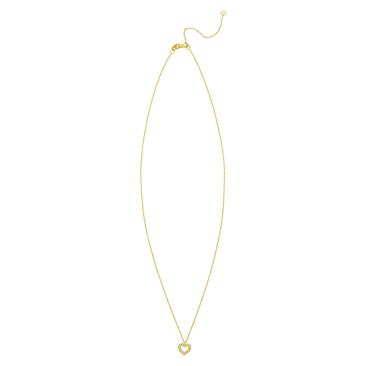 14K geelgouden kleine diamanten hartketting