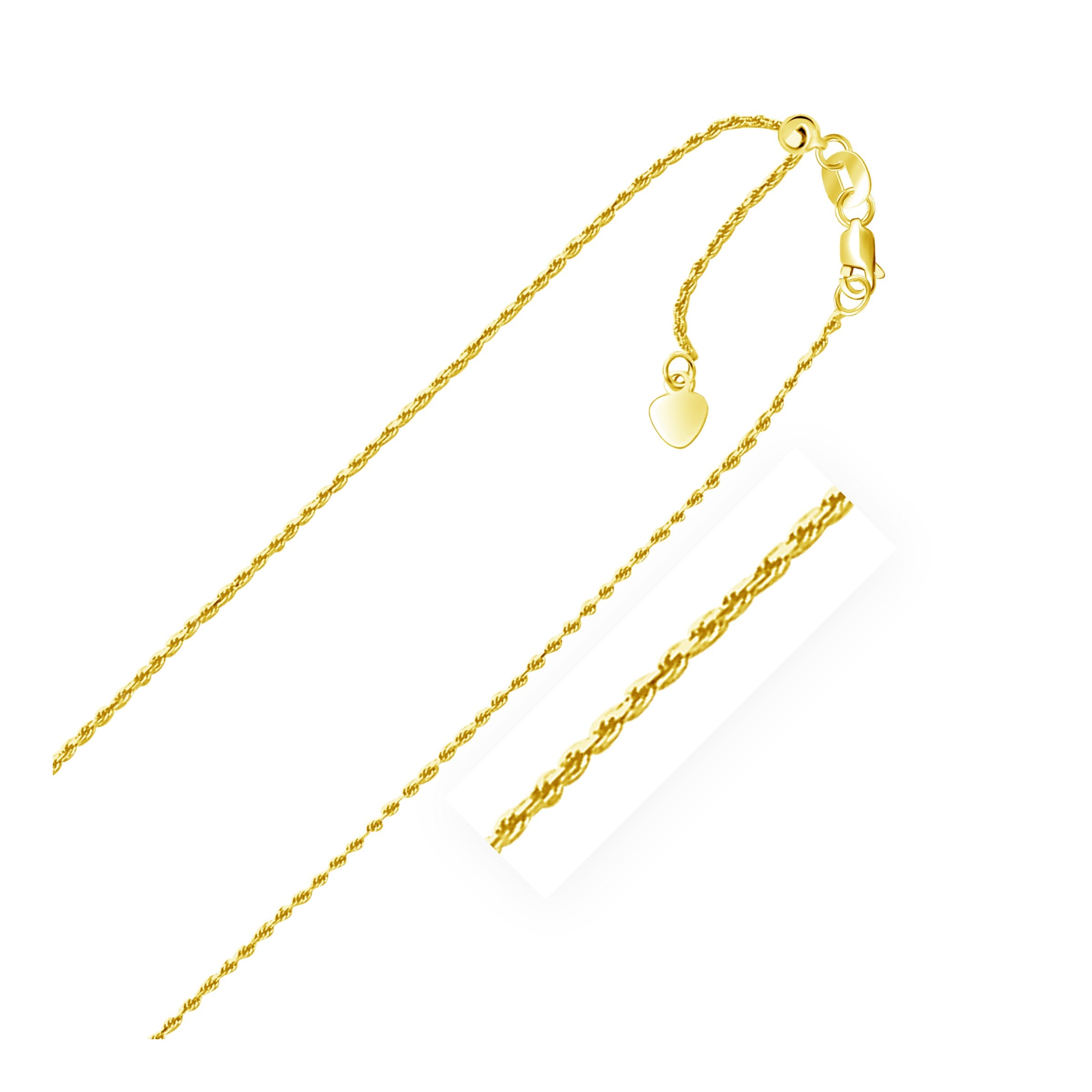 Chaîne corde ajustable en or jaune 14 carats (0,95 mm)