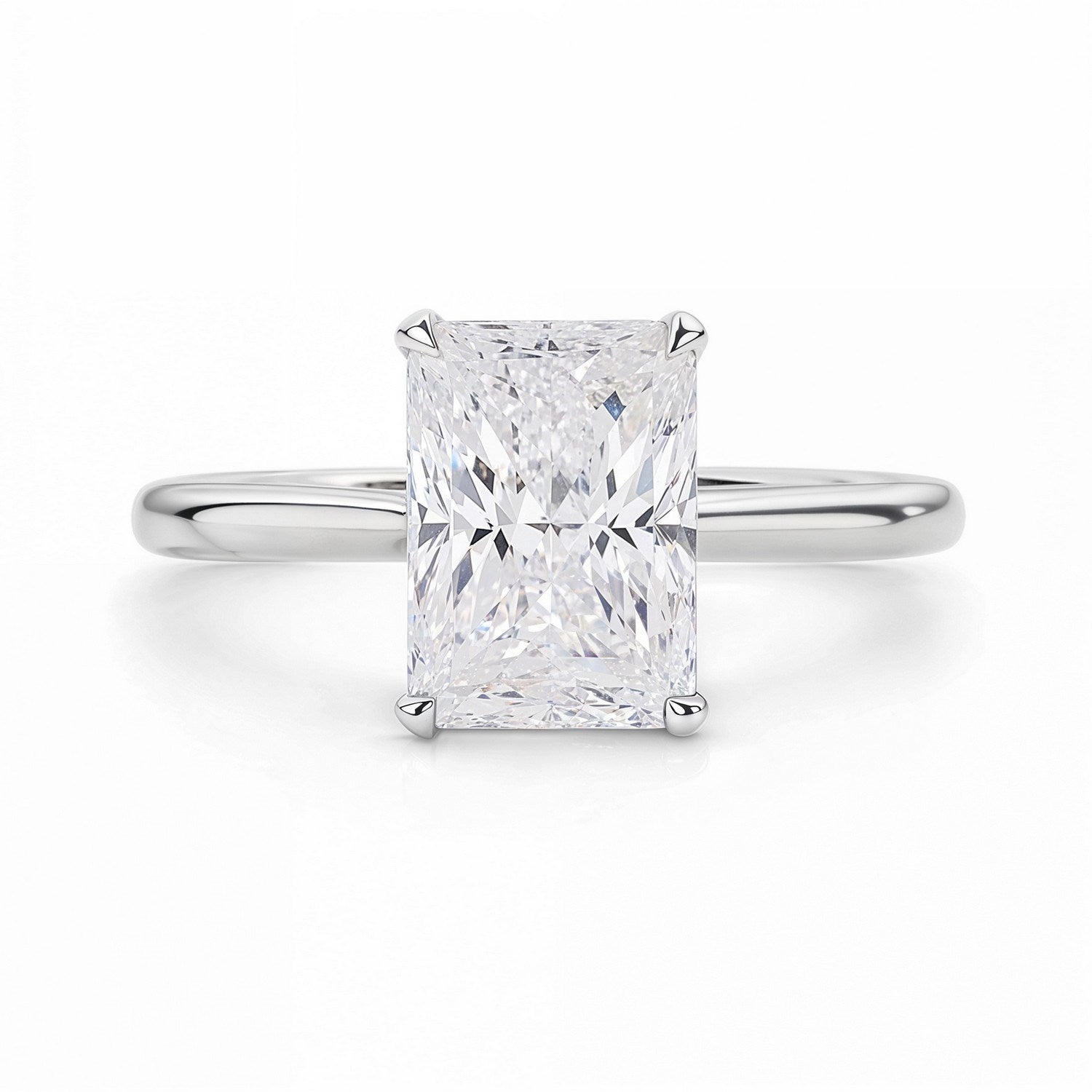 3 Carat Radiant Lab Grown IGI G/VS1 Diamond Solitaire Ring in 10K White Gold