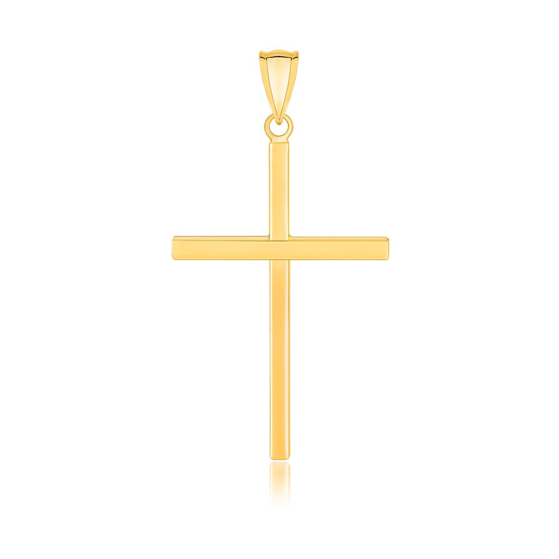 Pendentif croix plate en or jaune 14 carats poli