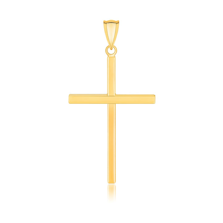 Pendentif croix plate en or jaune 14 carats poli