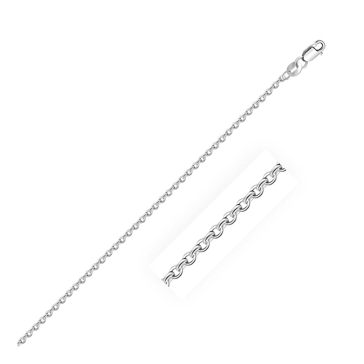 Sterling zilveren rhodium-geplateerde kabelketting (1,50 mm)