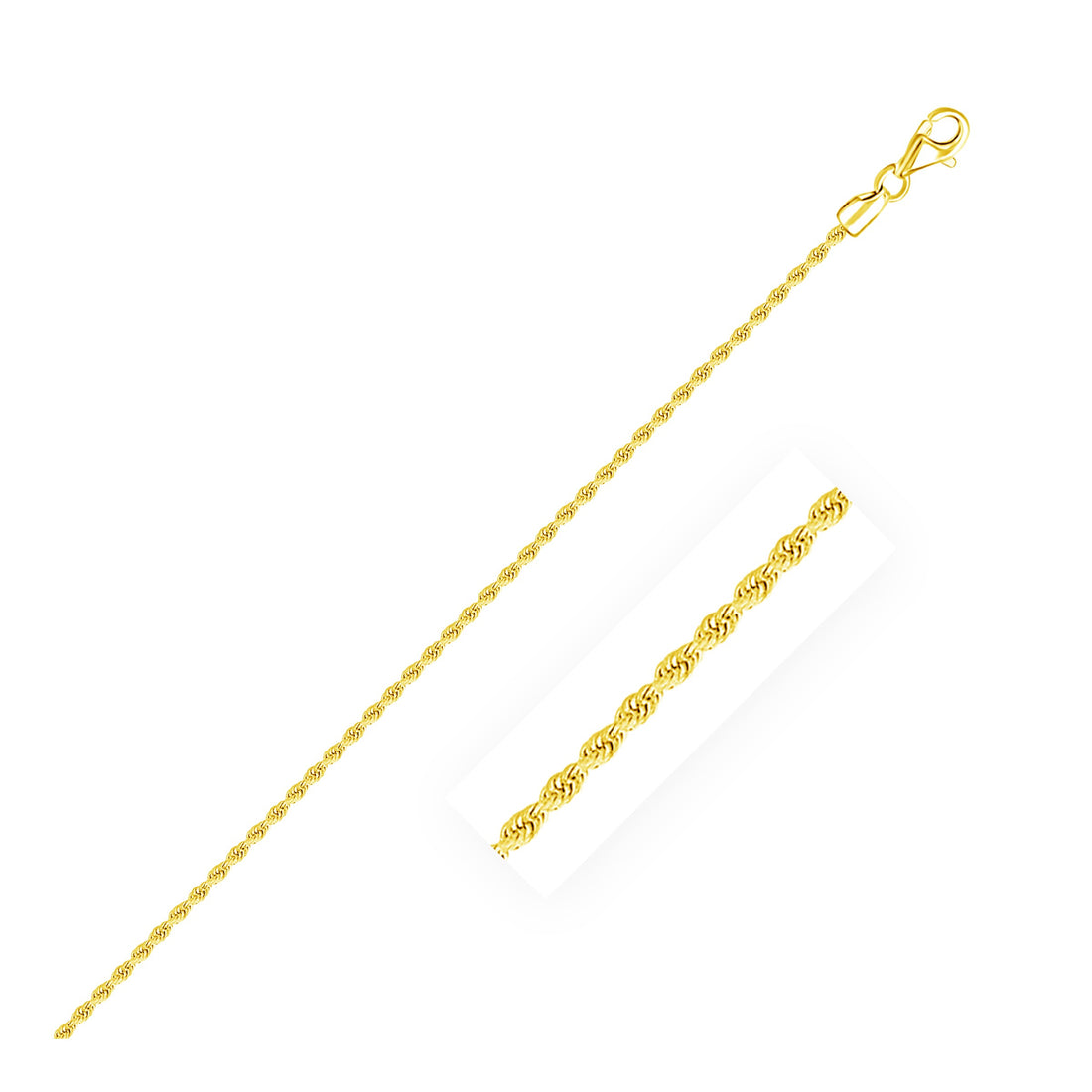 Bracelet de cheville en or jaune 14 carats, 2 mm, à motif diamant.