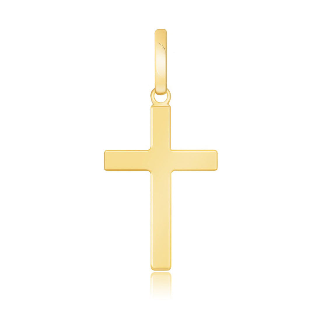 Pendentif croix plate polie en or jaune 14 carats