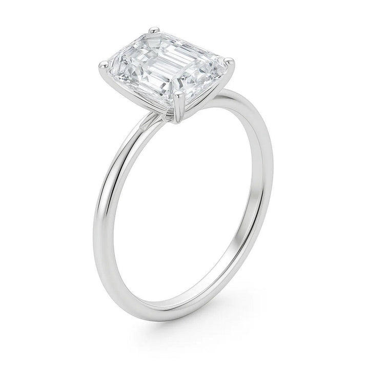 5 Carat Emerald Lab Grown IGI G/VS1 Diamond Solitaire Ring in 14K White Gold