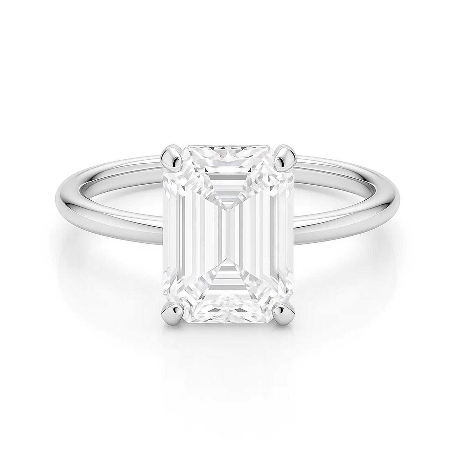 5 Carat Emerald Lab Grown IGI G/VS1 Diamond Solitaire Ring in 14K White Gold