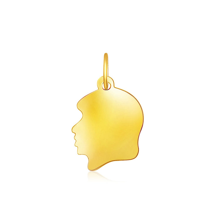 Breloque tête de petite fille en or jaune 14 carats